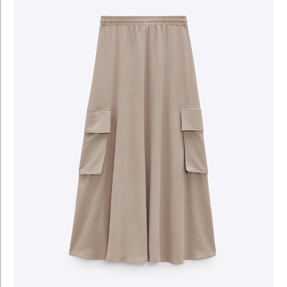 Tan super soft drawstring Zara Cargo skirt - Picture 3 of 4